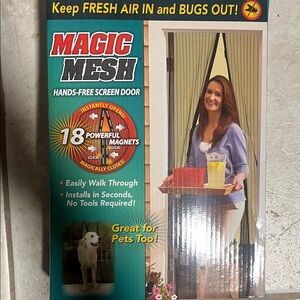 Magic Mesh Hands-Free Screen Door - Teal and Black